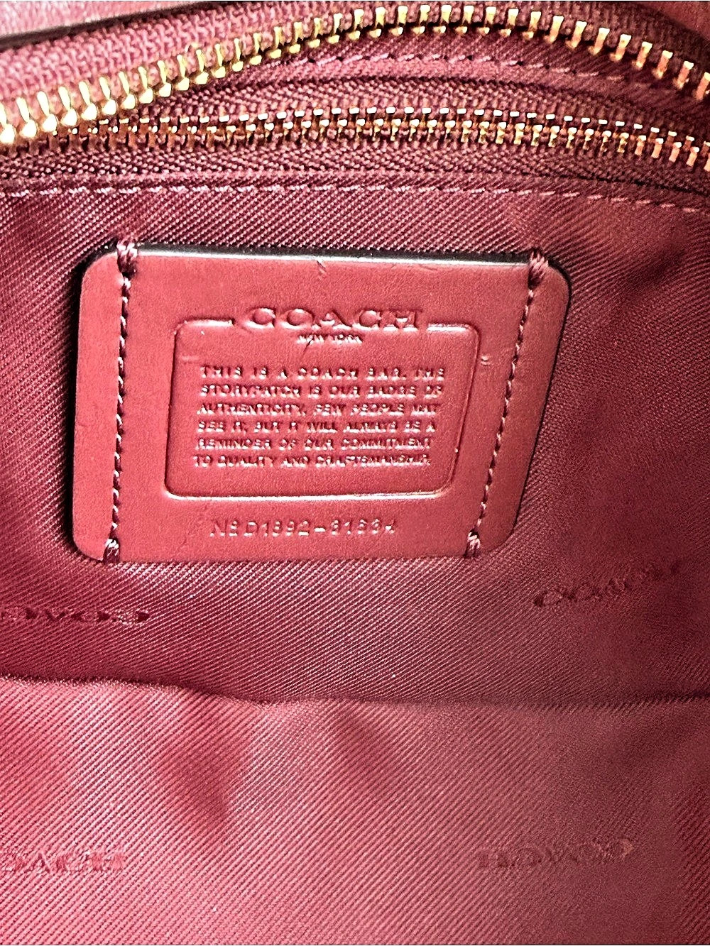 Coach Dreamer Satchel Colorblock Suede Satchel in Brown & Burgundy - Picture 10 of 11
